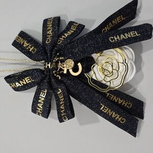 Chanel Dark Blue and Gold Floral Ornament